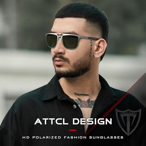 ATTCL Square Polarized Sunglasses Men: UV Protection FibraX Carbon Sunglass for Driving, Fishing, Travel, Mens Shades3