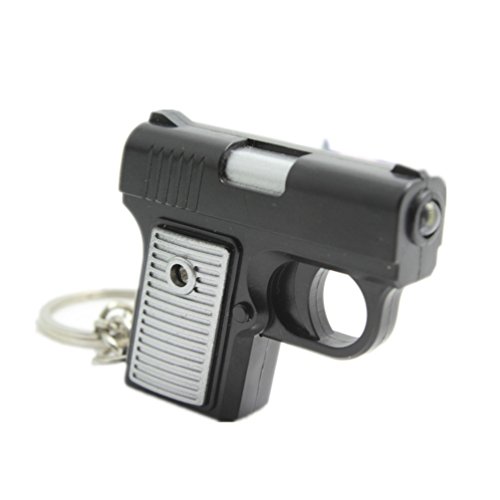 Odetojoy 1Pc Shooting Gun Keyring Led Light And Sound Keychain Pendant Key Ring Random Color #TOP5