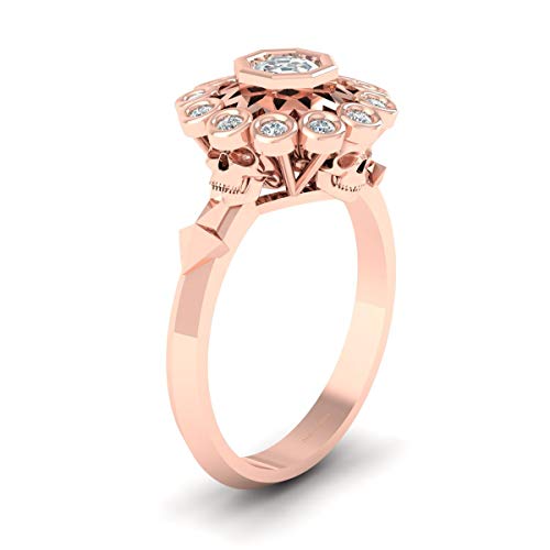Bague argent sterling et diamant blanc octogone rond bijoux femme tendance