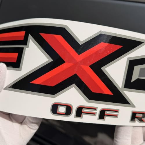Image of GOLD HOOK FX4 Off Road Decals Compatible with Ford F-150 2015-2026 - Diamond Series - Black & Red Diamond Finish - Set of 2