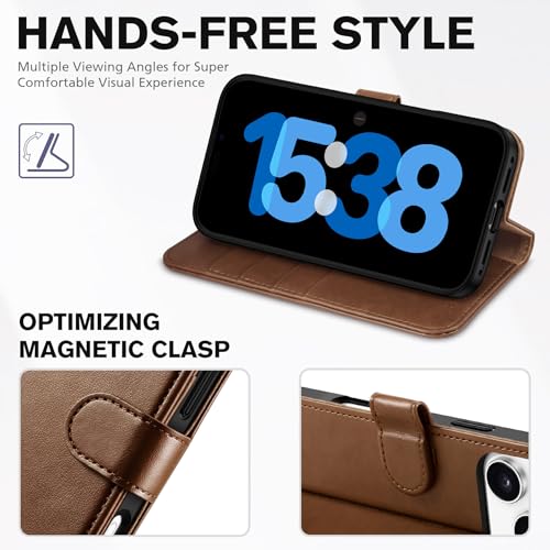 TUCCH Wallet Case for iPhone 17 Pro Max (6.9") 2025, 4 Card Slots | RFID Blocking | Stand | PU Leather | Magnetic Closure | Protective Flip Folio Cover | Shockproof TPU Shell | Brown by TUCCH - Used condition - Image 4