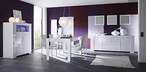 Kasalinea Salle à Manger complète Blanc laqué Design Eleonore - Table 180 cm