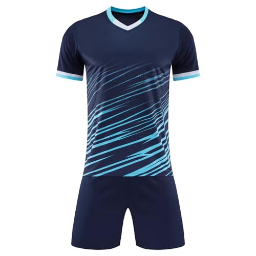 ranrann Conjunto 2 Piezas Niño Conjunto Deportivo Verano para Niños Sport Camiseta de Manga Corta y Pantalones Cortos Ropa Chándal Deporte Fútbol Baloncesto Running Azul Marino 10 11 años