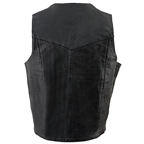 Image of Milwaukee Leather Men's Premium Leather Western Style V-Neck Motorcycle Rider Vest with Front Snap Closure |LKM|ML|SH