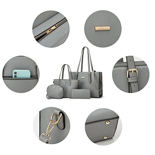 Image of Women Fashion Synthetic Leather Handbags Tote Bag Shoulder Bag Top Handle Satchel Purse Set