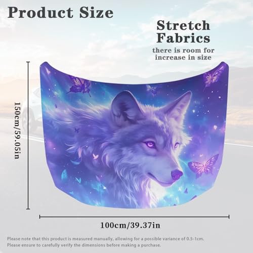 Image of 59x39 Inch Cool Wolf Butterfly Car Hood Cover Protector Waterproof Sun-Proof Auto Hood Flag Universal Automotive Exterior Accessories for SUV Sedans Trucks