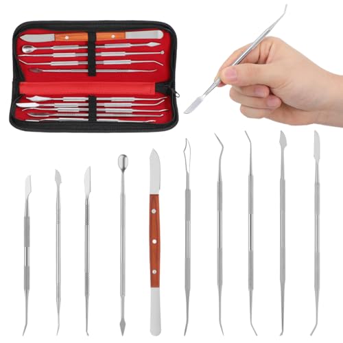 SUPVOX Accesorios de Modelado de Herramientas de Esculpir espátula de Cera de Acero Inoxidable (Bolsa Negra)