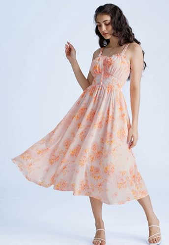 Image of Scarlet Darkness Summer Dresses for Women 2026 Floral Corset Dress Long Milkmaid Dress with Pocket
