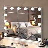 Bayt Specchio Trucco con luci LED – Specchio Hollywood Bianco 50x40 cm con 14 Lampadine Di...