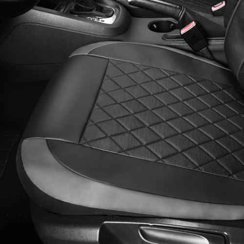 Image of AUTOFAN Premium Universal Pu Leather Car Seat Covers - Front Seats, Airbag Safe, Water-Resistant Durable Vinyl, Fits 95% of Cars, Trucks, SUVs, Sedans (Gray)