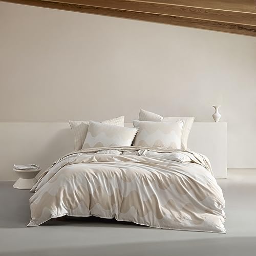 Image of MARIMEKKO - King Duvet Cover Set, Organic Cotton Bedding with Matching Shams, Luxury Home Decor, GOTS Certified (Lokki Beige, King)