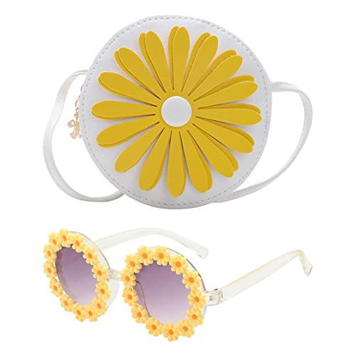 SOTOGO 2 Pieces Little Girls Crossbody Bag Princess Purse Set Toddler Purse Cute Kids Handbag Fashion Sunglass for Girls
