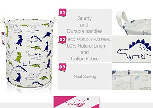 Image of Dinosaur Laundry Basket Baby Laundry Hamper Cute Kids Hamper Toy Storage Bin Handles for Boys and Girls Dinosaur Room Decor (Polychrome Dinosaurs)