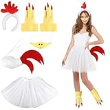 Halloween Chicken 3D Animal Costume Accessories 3D Chick Headband Tail Tutu Socks Beak Nose Mask Mitten (Adult)
