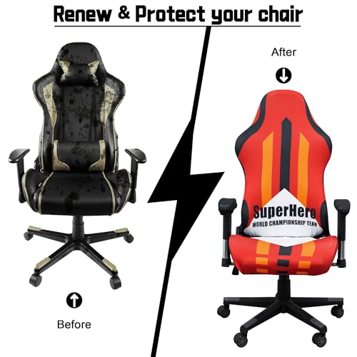 Image of Gaming Chair Covers (No Chair),Office Computer Chair Cover,Jacquard Stretch Prevent Cat Scratching Computer Chair Slipcovers,for Gamer Computer Chair Replacement Protector Cover,Superhero Red