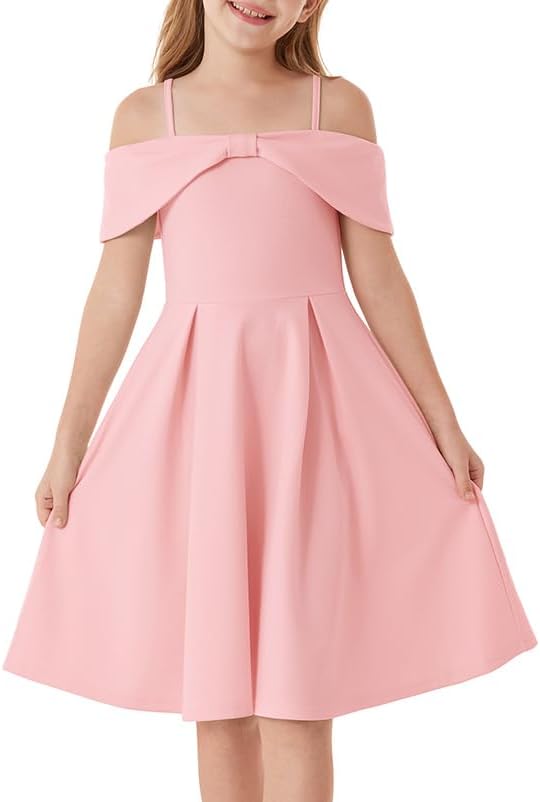 GRACE KARIN Girls Elegant Dress Off Shoulder A-Line Casual Party Dresses for 6-14 Years