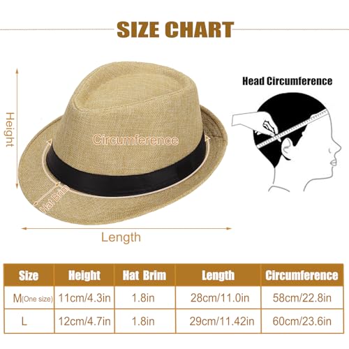 Image of Ultrafun 5 Pack Short Brim Fedora Classic Summer Beach Sun Hat Panama Cap for Men Women