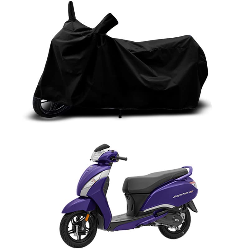 Image of 100% Scratchproof /UV-Rays /Heat Protection /Birds Dropping /Water Resistant /Dust Proof /Waterproof /Full Bike Scooty Two Wheeler Body Cover Compatible for Jupiter STD All Varients[Black]