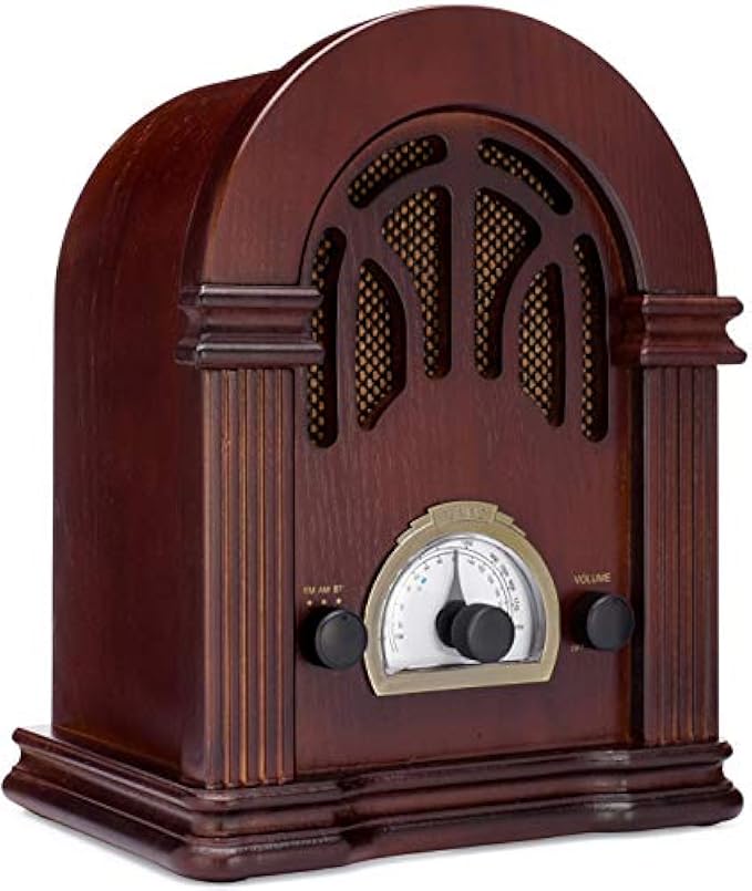 ClearClick Retro AM/FM Radio with Bluetooth - Classic Wooden Vintage Retro Style Speaker