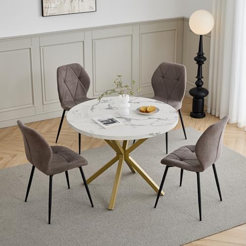 GrandCA HOME Esstisch und Stuhlset, 100 cm Runder Esstisch und 4...