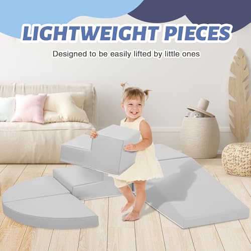 Image of TODIBY 6-Piece Soft PU Leather Toddlers Climbing Toys, Baby Foam Climbing Blocks for Kids 3, Baby Climbing Structures Play Gym for Toddlers, Indoor Climb and Crawl Activity Play Set