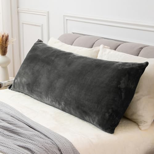 Image of BEDELITE Body Pillow Cover with Zipper, Dark Gray, 20x54 Inch, 1 Pack