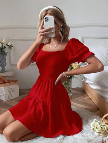 Image of Narecte Summer Dresses for Women 2026,Tie Backless Swiss Dot Mini Dress,Ruffle Hem Flowy Casual Dresses