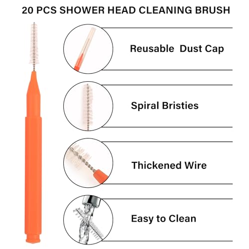 Image of 30 Pcs Shower Head Cleaner Tool with Shower Head Cleaning Brushes & Showerhead Cleaner Picks - Unclogs Clogged Nozzles, Removes Hard Water Deposits & Small Gaps | Durable Bristle Design