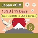 Données japonaises UNIQUEMENT Carte eSIM 15jours|10Go de données Internet 5G LTE|Données de test GRATUITES 100Mo/1jour au Europa|Deux opérateurs locaux japonais, Softbank et KDDI|短期帰国・短期来日最適・安心日本語サポート