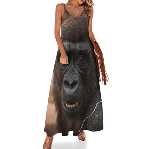 Robe longue femme ete Orang-Outan Rigolo maxi et sans manches