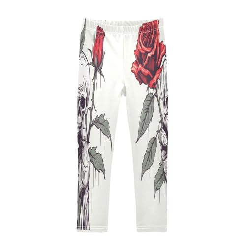 Toddler Girls Leggings Printed Yoga Pants Leggings Skull Red Rose One for Kids