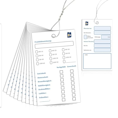 HQRKOTM 20 Stück ölzettel, Ölwechsel anhänger Öl Schilder mit draht Ölwechselzettel Öl anhänger Öl Service Anhänger Ölwechsel schilder 6x10cm