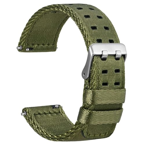 Image of WOCCI Double Holes Nylon Watch Bands, Silky Nylon Straps, Quick Release, Compatible Watch Lug Width 18mm 20mm 22mm
