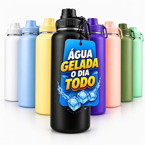 Garrafa Térmica 1L Inox Antivazamento (Preta)