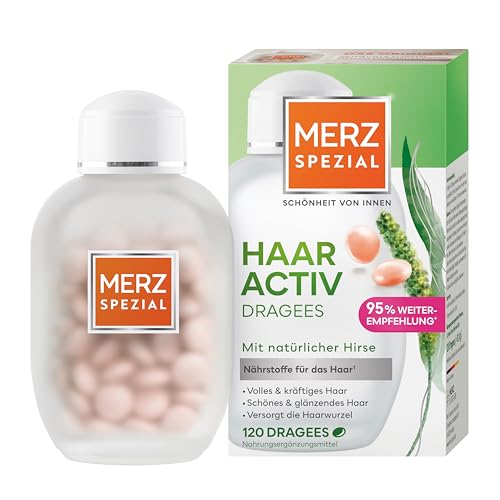 Merz Spezial Haar-Activ Dragees – Haar Vitamine für gesundes, volles & glänzendes Haar – Nahrungsergänzungsmittel mit Biotin, Zink & natürlicher Hirse – 1 x 120 Dragees