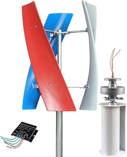 Kit di generazione di energia eolica verticale off-grid ProWindTech da 18000 W, Red Helix, 110 V con controller intelligente, portatile e resistente alle intemperie, per uso domestico/estern