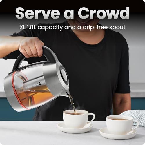 CHEFMAN Lightning High-Powered Electric Kettle, 1.8L 1750W, Rapid Boil 2 Cups in 2 Minutes, BPA Free Cordless Tea Kettle with Digital Temperature Control and 1-Hour Keep Hot – Stainless Steel - image 7