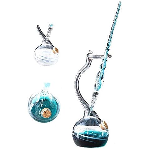 Earlyred Calligraphy Pen Set Handmade Glass Dip Pen Holder Crystal Drip Fountain Pen Writing Signatures Pen Ink Washing Inkwell Pen Decoration Office Student Gift Blue (Not Ink) Cover