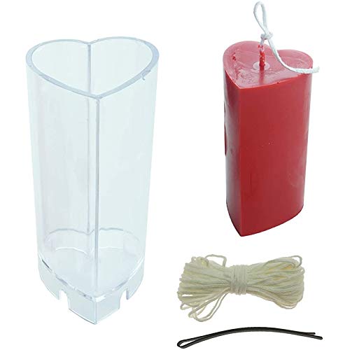 HEYING 5x10.8CM Heart Shaped Candle Making Molds Durable Plastic Candle Mold 10M Wicks And 1 Wick Clips Crafts Accessorie