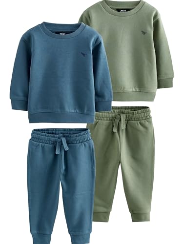 NEXT Niños Pack de 2 conjuntos de sudadera y pantalones de chándal Blue/Green 2 Años
