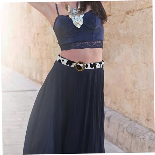 Cow Print Belt for Women Imitation Leather Waist Strap for Jeans and Dresses Lightweight Ethnic Style Waistband Accessory for Casual Outfits4