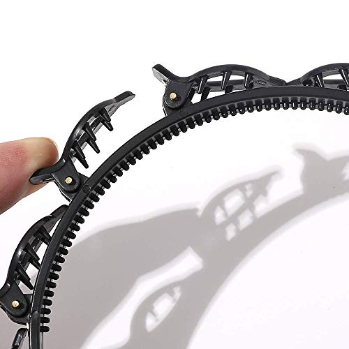 Image of Pack of 4 Unisex Black Metal Wavy, Spring Zigzag, and Plastic Double Layer Twist Plait Hairbands for Daily Use - Stylish and Comfortable Headbands for Men, Women, Boys, and Girls
