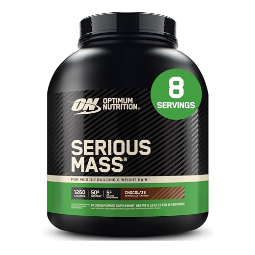 Optimum Nutrition Serious Mass, Weight Gainer Protein Powder, Mass Gainer, Vitamin C and Zinc for Immune Support, Creatine, Chocolate, 6 Pound (Packaging May Vary)