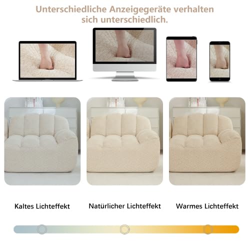 Modulares Ecksofa 2-Sitzer mit Ottomane, L-Form Boneless Couch, Tiefe Sitzkissen, Wohnzimmer, kein Aufbau