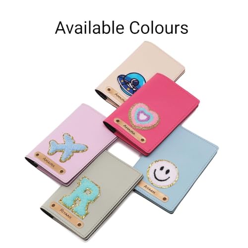 Image of AICA Personalised Name & Embroidery Patch Leather Passport Holder for Men & Women | Gifts for Women| Gift for Man|Passport Cover for Men| Passport Cover for Women (Royal Blue)