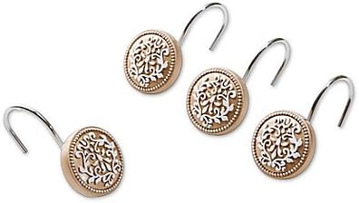 Algeria Shower Curtain Hook in White/Gold