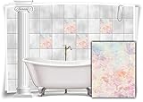 Kacheldekor Medianlux Fliesen-Aufkleber Fliesen-Bild Vintage Nostalgie Blumen Pastell-Rosa Beige Bad WC Deko, 6 Stück, 20x25cm m13m31h-88611