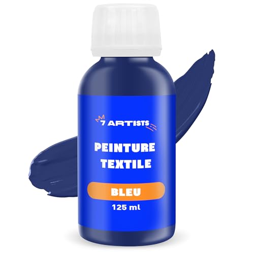 7 Artists Peinture Textile Bleu 125 ml – Peinture Tissu Permanente pour Vêtements, Chaussure et Cuir | Peintures pour Textiles, Jean & Sneakers | Fabric Paint Lavable pour Coton, Polyester