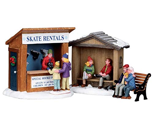 Lemax Village de Noël avec échoppe de location de patins, 3 pièces