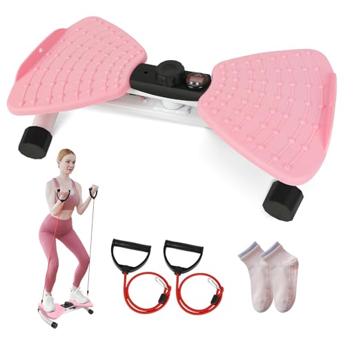 Twist Waist Disc Board mit Schrittzähler & Kordelzug, Twist Fit Drehscheibe Tragkraft 120 kg, Heimsportgerät für Gewichtsverlust, Bauchmuskeltraining, Gleichgewichtstraining, Fußmassage (Rosa)